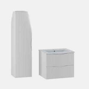Móvel de toucador individual Tao White com lavatório e pedestal de 60 cm