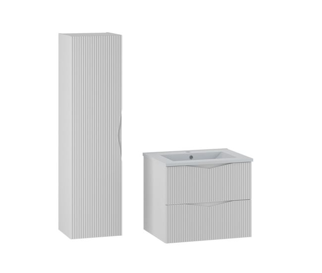 Conjunto mueble lavabo individual encastrado 60cm y columna tao blanco