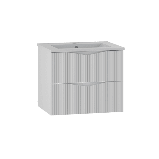 Móvel de toucador individual Tao White com lavatório e pedestal de 60 cm
