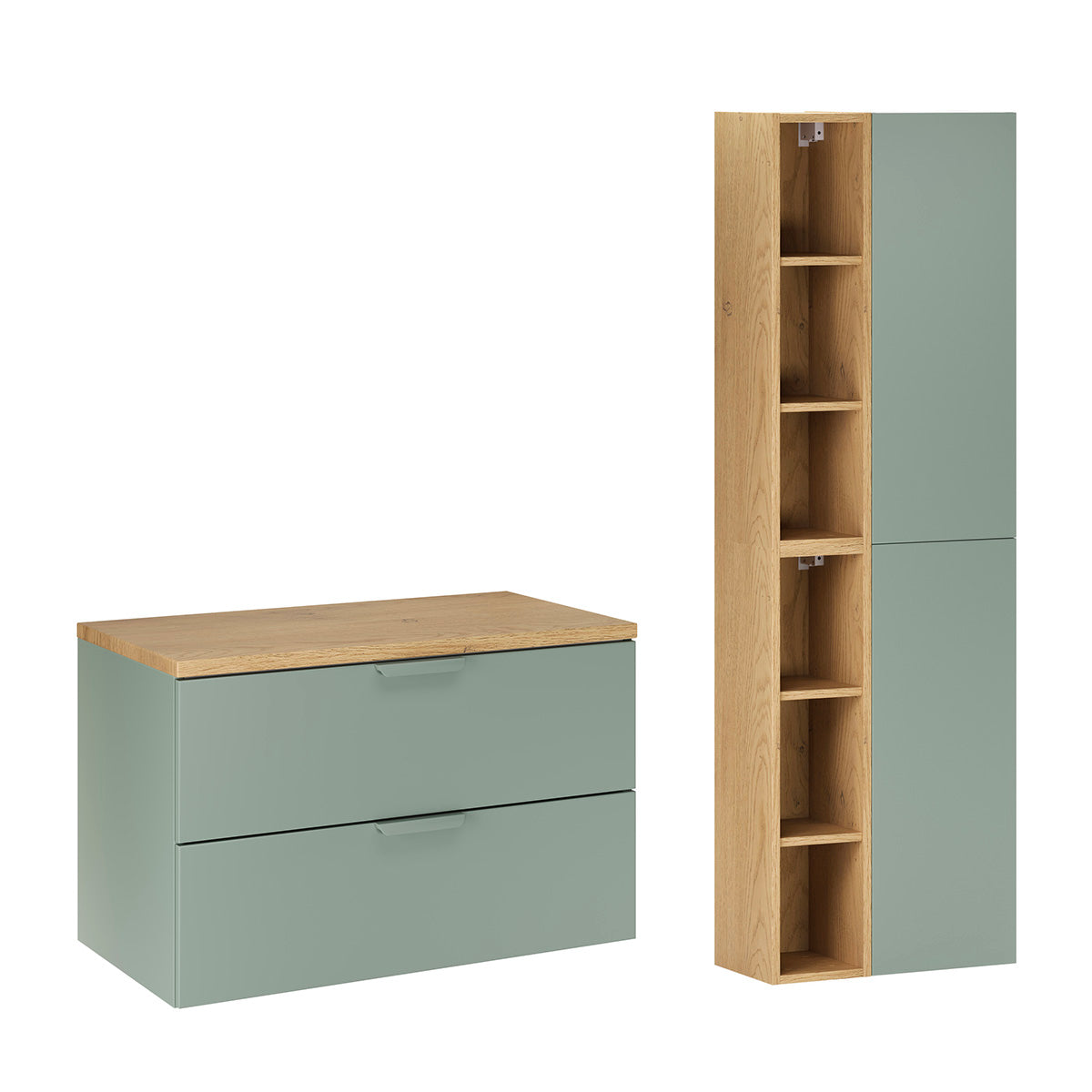 Conjunto de mueble y columna de Oria 80 Verde