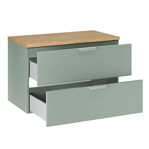Conjunto móvel sob-lavatório 80cm e coluna Oria Verde mate Conjunto móvel sob-lavatório 80cm e coluna Oria Verde mate