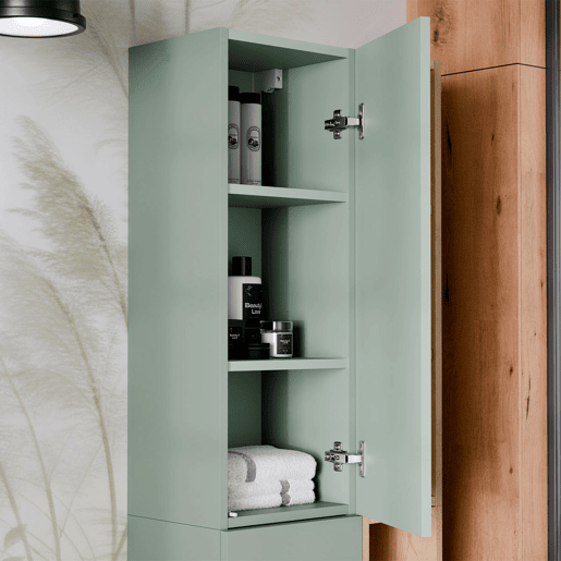 Conjunto móvel sob-lavatório 80cm e coluna Oria Verde mate Conjunto móvel sob-lavatório 80cm e coluna Oria Verde mate