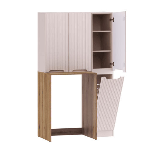 Conjunto lavandaria cesto roupa e máquina lavar Riva Caxemira