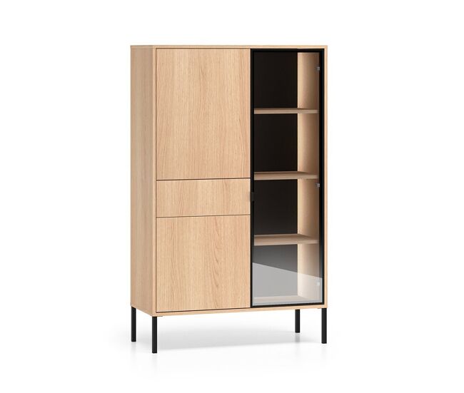 Mueble de porcelana paige de madera y negro de 3 puertas y 1 cajón