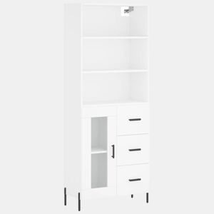 Armário alto - Bufete - Móvel de apoio 69,5x34x180 cm derivados de madeira branco pt639