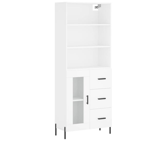 Aparador alto - mueble de almacenamiento madera contrachapada blanco 69,5x34x180 cm es639