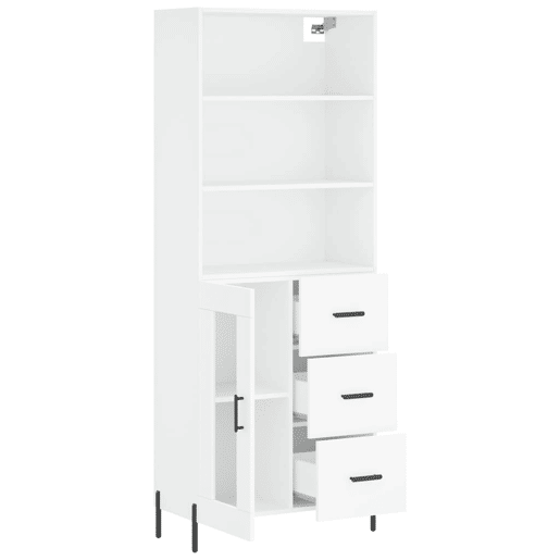 Armário alto - Bufete - Móvel de apoio 69,5x34x180 cm derivados de madeira branco pt639