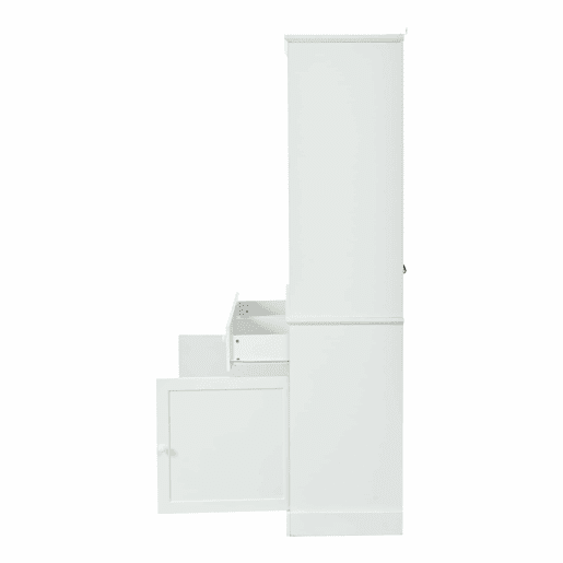 Armário vitrina 100 x 38 x 170 cm - vitrina com 2 portas, iluminação LED, móvel de sala multifuncional com 2 gavetas, estante para livros, armário grande - branco