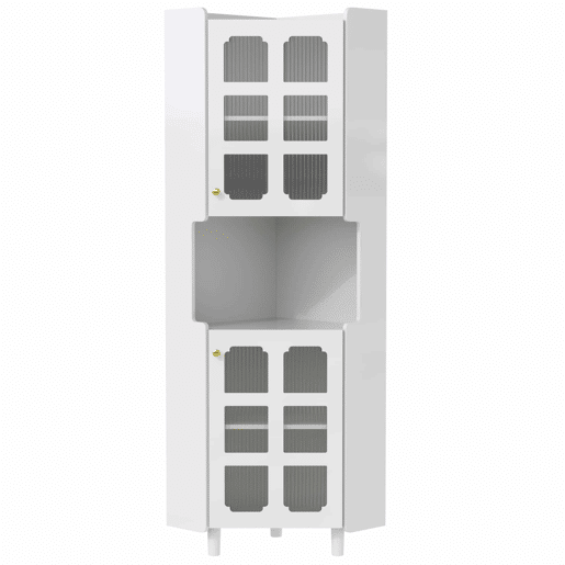 Armário de canto com iluminação LED - multifuncional, acabamento lacado, MDF, para sala de estar, quarto, casa de banho, sala de jantar - Branco Armário de canto com iluminação LED - multifuncional, acabamento lacado, MDF, para sala de estar, quarto, casa de banho, sala de jantar - Branco