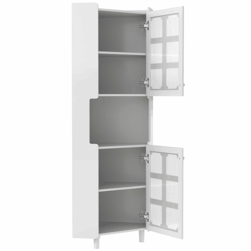 Armário de canto com iluminação LED - multifuncional, acabamento lacado, MDF, para sala de estar, quarto, casa de banho, sala de jantar - Branco Armário de canto com iluminação LED - multifuncional, acabamento lacado, MDF, para sala de estar, quarto, casa de banho, sala de jantar - Branco