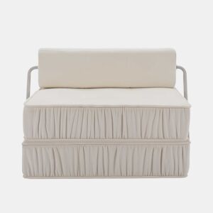 Sofá-cama dobrável de 1 lugar - poltrona convertível, futon, colchão de chão, almofada traseira removível - branco