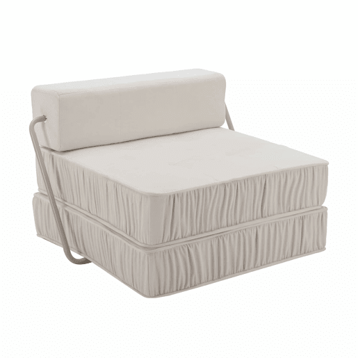 Sofá-cama dobrável de 1 lugar - poltrona convertível, futon, colchão de chão, almofada traseira removível - branco