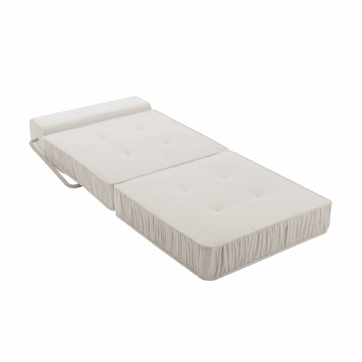 Sofá-cama dobrável de 1 lugar - poltrona convertível, futon, colchão de chão, almofada traseira removível - branco