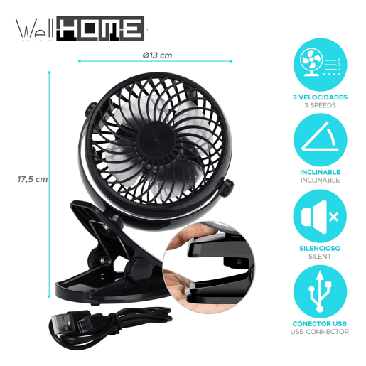 Conjunto de 2 ventiladores de mesa Well Home Conjunto de 2 ventiladores de mesa Well Home