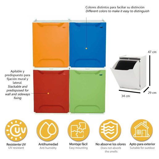 Recipiente de reciclagem de polipropileno