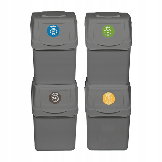 Conjunto de 4 contentores de reciclagem KEDEN SORTIBOX