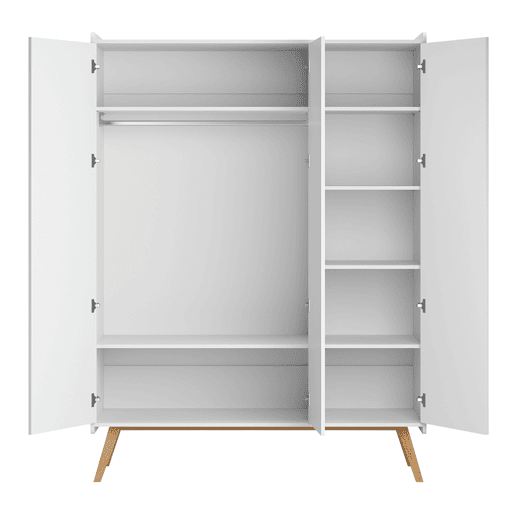 Roupeiro de 3 portas Vox Vintage Branco e Madeira