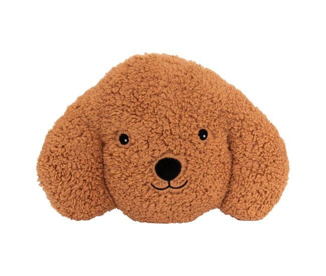 Well home cojín decorativo cabeza de perro scott bouclé en color marrón 40x40cm 100% poliéster