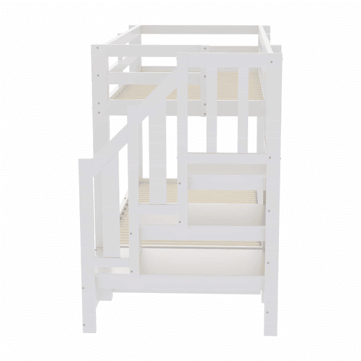 Beliche 90180x200 cm - com escada com gavetas, cama extensível, cama juvenil, estrado de madeira - branco