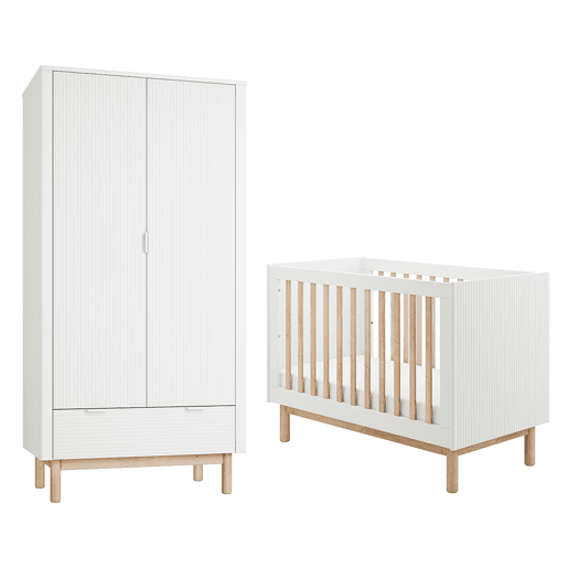 Berço evolutivo 60x120 e roupeiro 2 portas Pinio Miloo Branco
