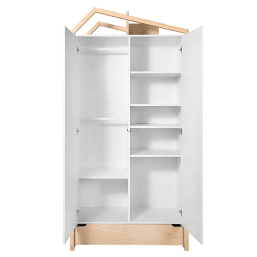 Berço evolutivo 70x140 e roupeiro 2 portas Bellamy Juliette Branco e Madeira