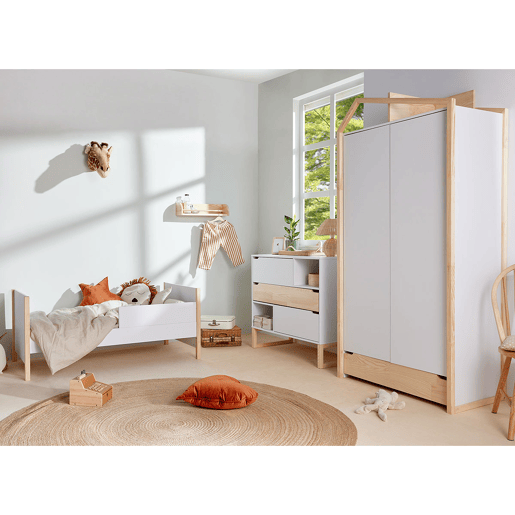 Berço evolutivo 70x140 e roupeiro 2 portas Bellamy Juliette Branco e Madeira