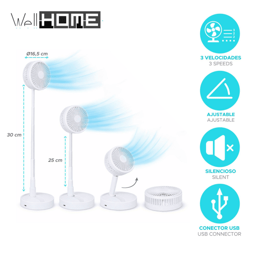 Conjunto de 4 ventiladores de mesa Well Home Conjunto de 4 ventiladores de mesa Well Home
