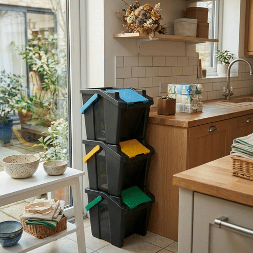 Conjunto de 3 Lixeiras de Reciclagem Well Home de 30L em Plástico