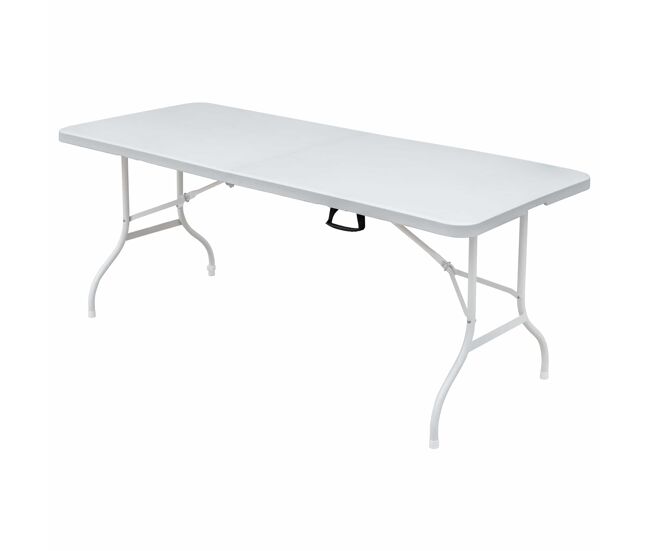 Mesa plegable 180 cm - ocio, resistente al óxido y fácil de limpiar - blanca