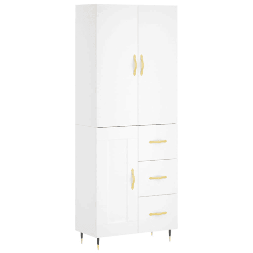 Armário alto - Bufete - Móvel de apoio 69,5x34x180 cm derivados de madeira branco pt665 Armário alto - Bufete - Móvel de apoio 69,5x34x180 cm derivados de madeira branco pt665