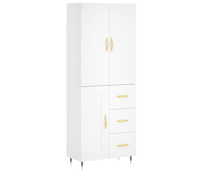Aparador alto - mueble de almacenamiento madera contrachapada blanco 69,5x34x180 cm es665