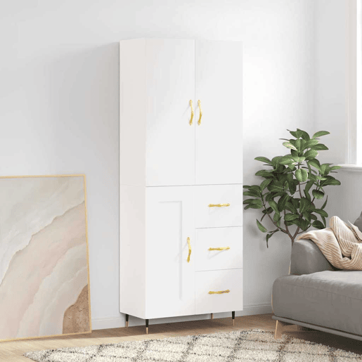 Armário alto - Bufete - Móvel de apoio 69,5x34x180 cm derivados de madeira branco pt665 Armário alto - Bufete - Móvel de apoio 69,5x34x180 cm derivados de madeira branco pt665