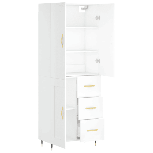Armário alto - Bufete - Móvel de apoio 69,5x34x180 cm derivados de madeira branco pt665 Armário alto - Bufete - Móvel de apoio 69,5x34x180 cm derivados de madeira branco pt665