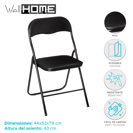 WELL HOME - Conjunto de 2 Cadeiras Dobráveis