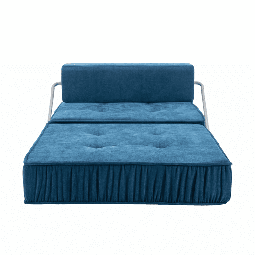 Sofá-cama de 1 lugar - conversível, futon, assento reclinável, almofada traseira removível - azul