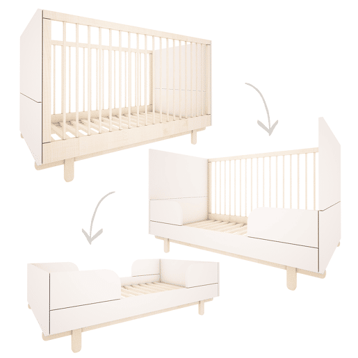 Berço evolutivo 70x140 e roupeiro de 2 portas Wood Luck Romy Branco