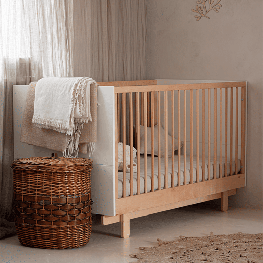 Berço evolutivo 70x140 e roupeiro de 2 portas Wood Luck Romy Branco