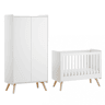 Cama de bebé Vox Vintage Branco e Madeira 60x120 e roupeiro de 2 portas