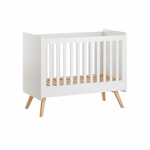 Cama de bebé Vox Vintage Branco e Madeira 60x120 e roupeiro de 2 portas