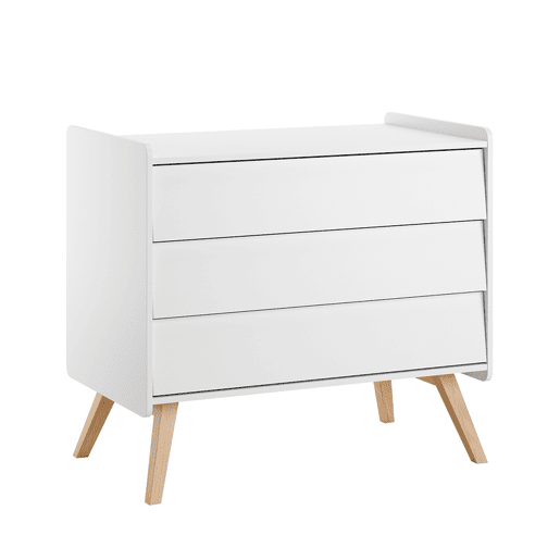 Cómoda de 3 gavetas e roupeiro de 2 portas Vox Vintage Branco e Madeira