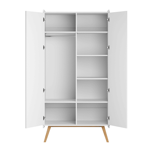 Cómoda de 3 gavetas e roupeiro de 2 portas Vox Vintage Branco e Madeira