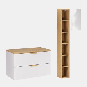Conjunto de móvel e coluna Oria Branco mate 80 cm