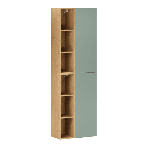 Conjunto móvel lavatório simples 120cm 4 nichos e coluna Oria Verde mate