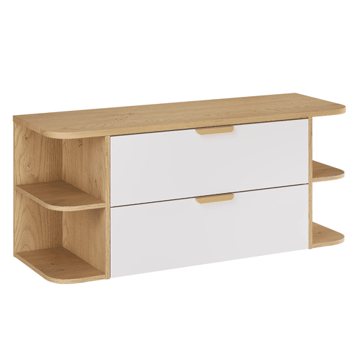 Conjunto móvel sob-lavatório 120cm nichos arredondados e coluna Oria Branco mate