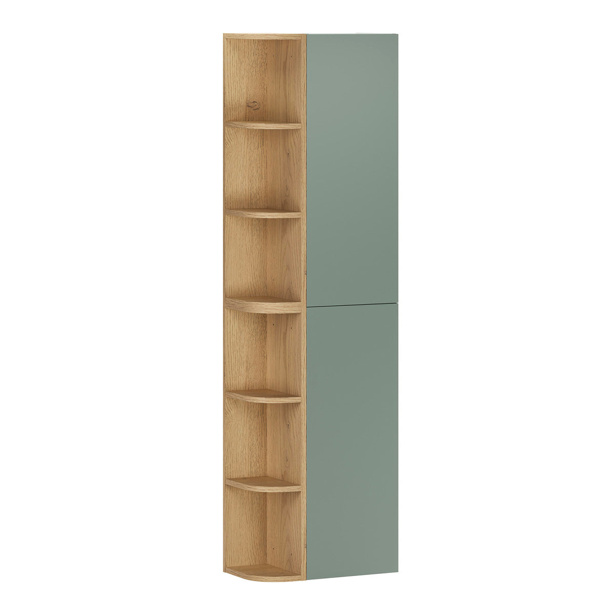 Columna mural oria con nichos redondeados verde mate