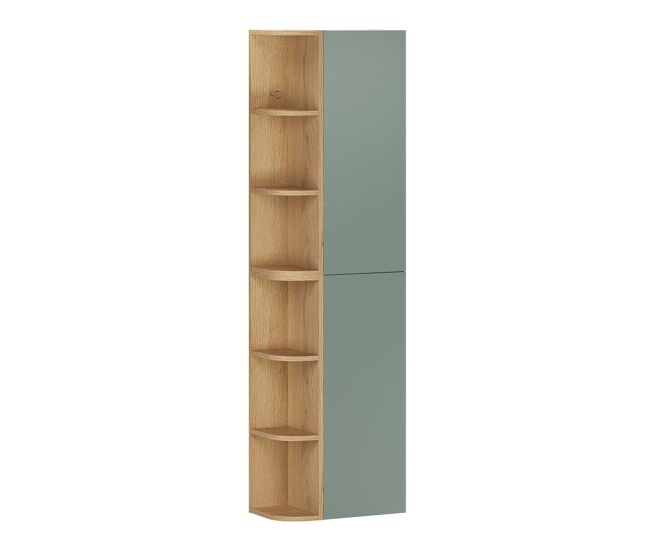 Columna mural oria con nichos redondeados verde mate