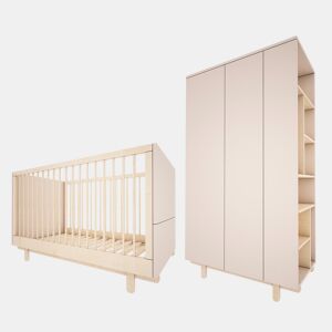 Berço evolutivo 70x140 e roupeiro 2 portas Wood Luck Romy Cachemira