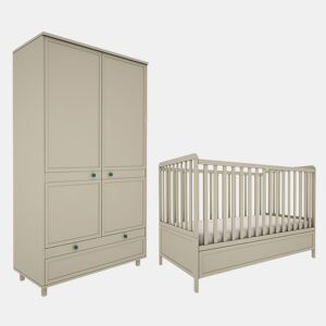 Berço evolutivo 70x140 e roupeiro de 2 portas Wood Luck Gabriel Verde Eucalipto