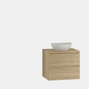 Conjunto móvel lavatório simples 60cm e coluna Viggo Madeira