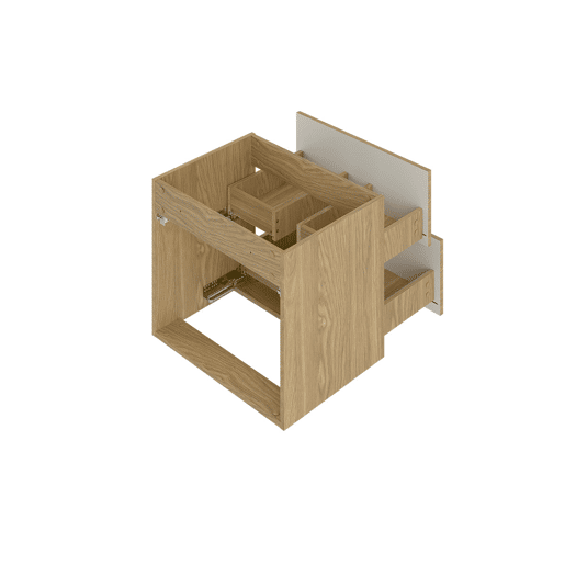 Conjunto móvel lavatório simples 60cm e coluna Viggo Madeira
